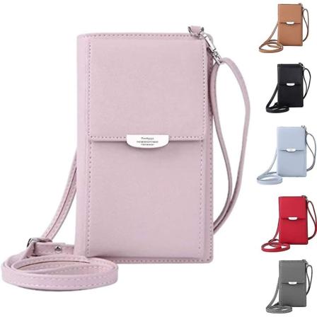 Naisten Messenger-matkapuhelinlaukku, nahkainen lompakko pink