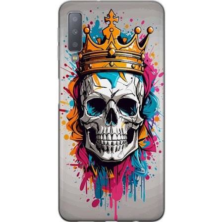 Yhteensopiva Puhelinkuori Samsung Samsung Galaxy A7 (2018) Kruunattu Pääkallokuningas kaupunkitaiteen tyyliin