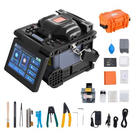 Fiber Optic Splicer 6 Motor-Duoku-Splicing 6 s and Heating 13 s-LCD Screen 5"-3 in 1 Support-7800 mAh Battery