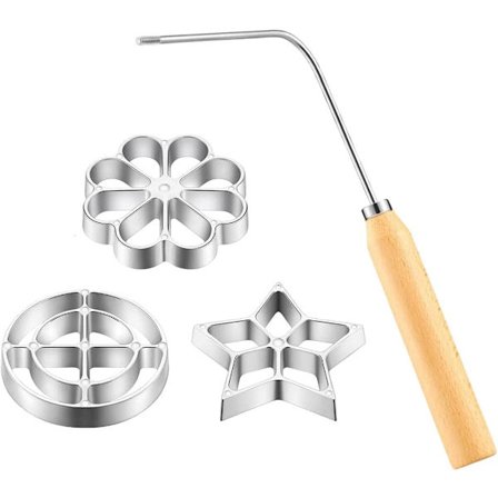 4-delt rosettformer-sett - Støpt aluminium med trehåndtak