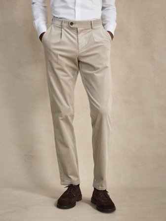 John Henric Men's Beige Cordhose Tailored Fit Size 44