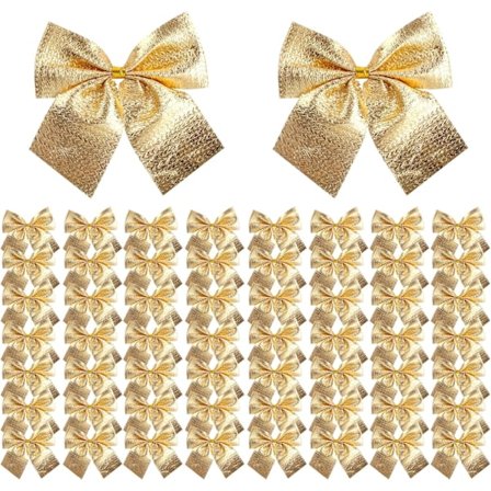 120 kpl Joulujousia, Joulunauhajousia Mini Joulukuusijousia Joulukuusen Jousikoristeita Kultaisia Koristejousia Lahjapakkauksen Nauhaan G