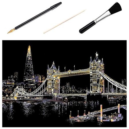 Sæt til børn Regnbue Sketch Maling Børn Halloween Scratch Tegning Papir Scratch Art Voksne Sort2 Sort