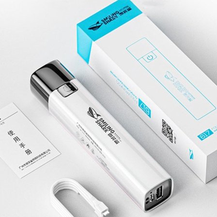 Ultra Bright Taktisk LED-ficklampa Mini Torch Power Bank Vit
