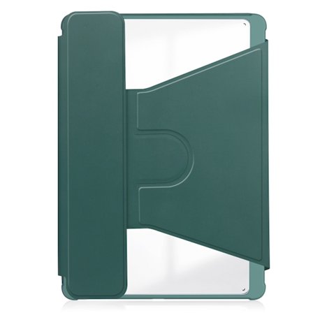 For Samsung Galaxy Tab A9+ 360 Roterende Gjennomsiktig Smart Lærveske Uten Tastatur Mørkegrønn