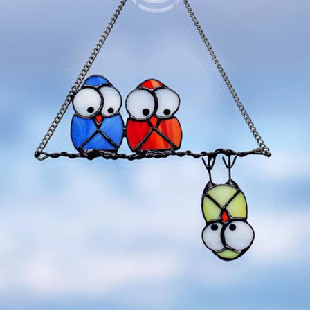 Personlige ugler Vinduesophæng Solfanger Ugle Emotes Metalplade Gave Haveindretning Mors dags gave