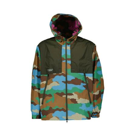 Moncler, Camo-Print Panelled Jacket Blauw, Dames, Maat:S