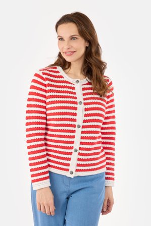 SIGNATURE - Cardigan - Rød / Råvid - Stribet