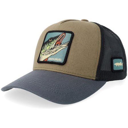 Skillfish - Verde trucker Boné - Kids Grisjävel Dark Olive/Black/Dark Charcoal Brim A-Frame Trucker @ Hatstore