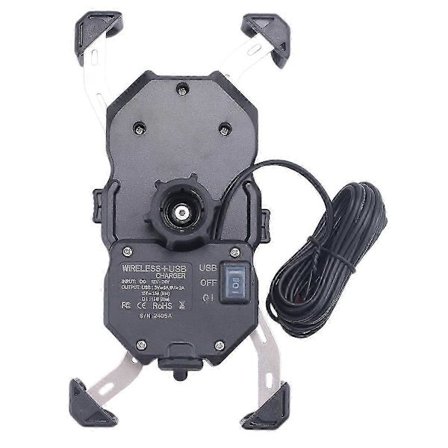 Motorcykel Trådløs Oplader Telefonholder Hurtig Opladning Mobiltelefonbeslag til Telefoner Motorcykel ATV Mobil Smartphone Stand Sort SZRH A-V