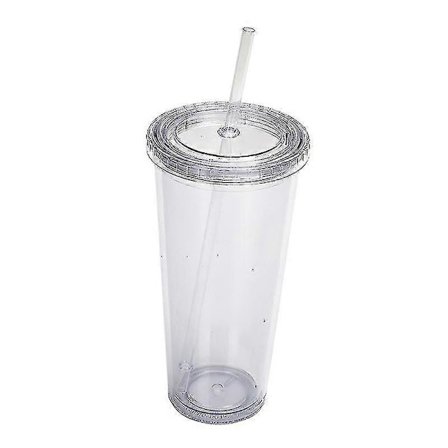 24oz Klassisk Vägg Tumbler Kopp Med Lock, Återanvändbart Sugrör