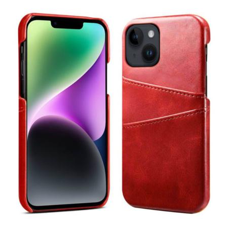 Retro Skal Med Kortplatser Apple Iphone 14 - Röd