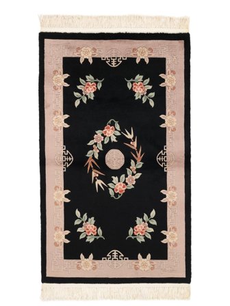 Oriental China 90 Line Rug 91X152 Black/Brown Wool, China