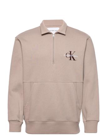 Monologo Quarter Zip Hwk Sweat-shirt Tröja Rosa Calvin Klein Jeans