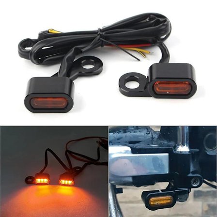2 kpl moottoripyörän mini LED-vilkkuvaloa ohjaustangon vilkku Yhteensopiva Harley Touring 2009-2017 & Softail 2015-2021 DB
