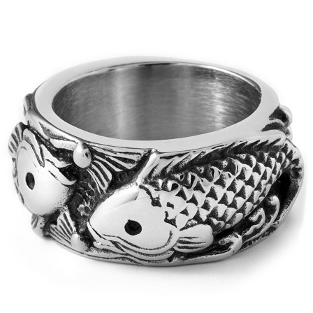 Inel din oțel cu pești pentru bărbați - Inele din oțel