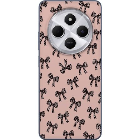 Kompatibel Mobilcover til Xiaomi Redmi 14C Rosetter leopardprint bånd pink baggrund modegirlie sødt mønster retro stil dekoration tapet design