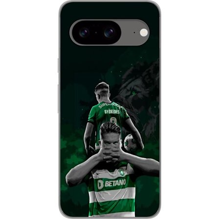 Yhteensopiva Puhelinkuori Google Pixel 8 Neonmotiivi, jossa teksti "Gaming is in my DNA" sinisenä ja punaisena tiiliseinällä, jossa loistava DNA-spira