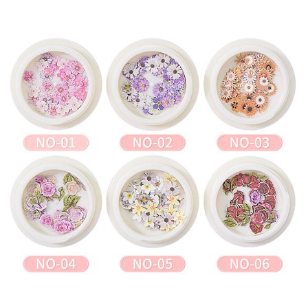 300 stk. små blomstermønster negleklistermærker (6 æsker), 3D neglekunst forsyninger klistermærker dekoration tips manicure dekor blandede tilbehør 