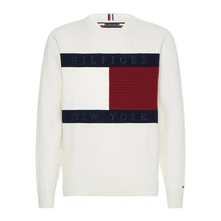 Tommy Hilfiger Round-neck Strik Hvid, Herre Strik