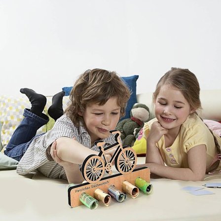 Sykkel Bursdag Pengeholder Gave, kontantholdere Pengeboks 5 Hull, unike Gaver Trehåndverk, pengegave til syklister