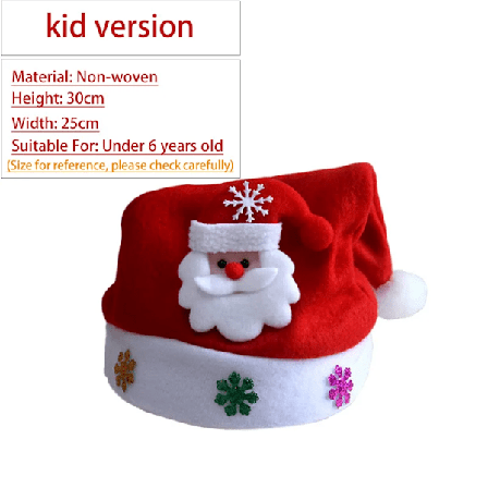 Julehatt for barn/voksne 2024 - Søt rød julehatt i ikke-vevd stoff med LED-lys - Santahatt for hjem, kontor, bar, julefestdekorasjon Kid Santa