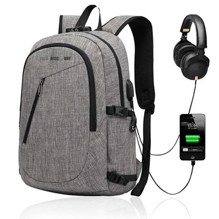 Diebstahlsicherer Rucksack - TD - 15,6 tum - USB-laddningsport - Hörlursuttag - Regnskydd