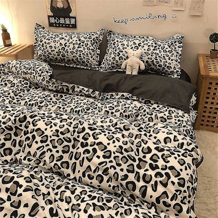 4-delt Sæt Moderne Leopardprint Sengetøjssæt (1 lagen + 1 dynebetræk + 2 pudebetræk)