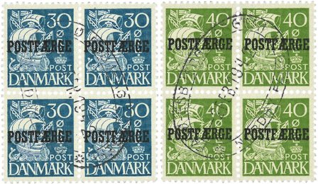 Danmark 1940 - Postfærgemærke AFA 24-25 - 4-blok - Stemplet