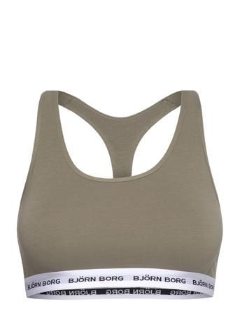 Core Logo Soft Top 1P Sport Women Sport Clothing Sport Bras - All Khaki Green Björn Borg