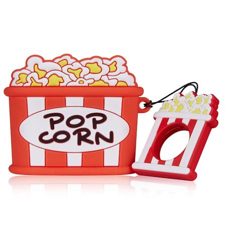 Morsom 3D-tegneserie Puffet ris Popcorn-etui, Full beskyttelse Myk silikon Ladeetui deksel for Airpods 1&2