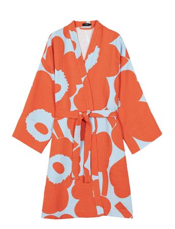 Unikko Waffle Beach Robe Home Textiles Bathroom Textiles Robes Orange Marimekko Home