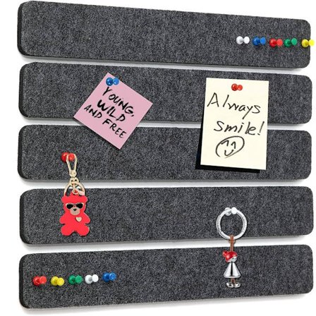 Selvklebende korktavle med 35 nåler - for å feste notater, bilder og diagrammer - mørkegrå