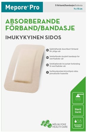 Mepore Pro dusjtett selvheftende kompress, Steril, 9cm x 15 cm, 5 stk.