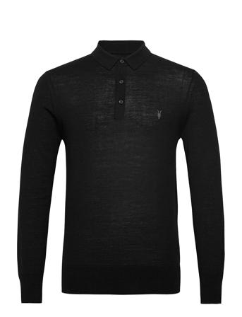 Mode Merino Ls Polo Knitwear Long Sleeve Knitted Polos Svart AllSaints*Betinget Tilbud