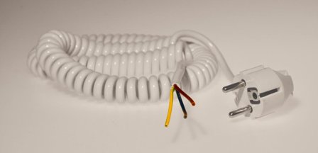 Z 2404582 Sladdställ spiraliserad Vit, Anslutningsdon & kablar