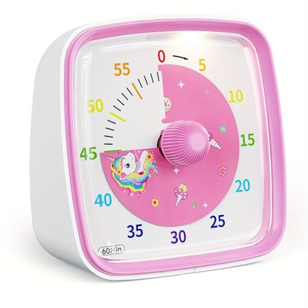 Yunbaoit Regnbue Visuell Timer med Nattlys - 60 Minutters Nedtelling, Stille Klasseromstimer for Hjem, Kjøkken, Kontor, 2 AAA Batterier Inkl[YJD]