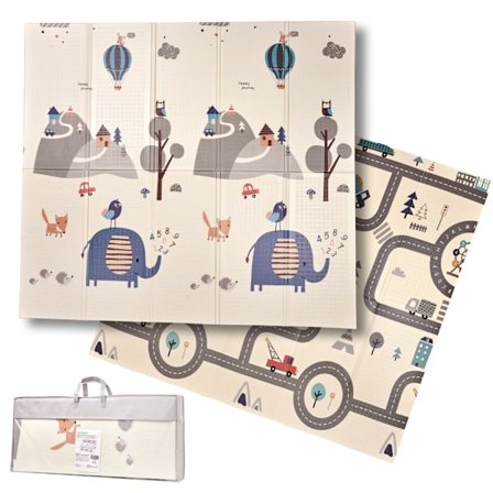 Pedagogisk hopfällbar skummatta dubbelsidig 180 x 200 cm gata/skog