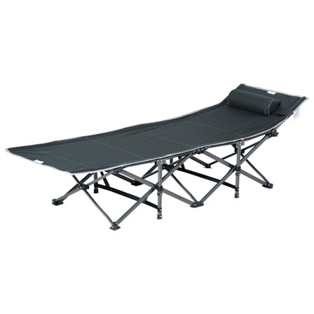 Rootz Folding Sun Lounger - Blytende stol - Udendørs seng - Komfortpude - 188 x 64,5 x 53 cm - Grå
