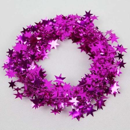 Stjerneformet Lamettrådsguirlande til Juletræspynt (Roserød)