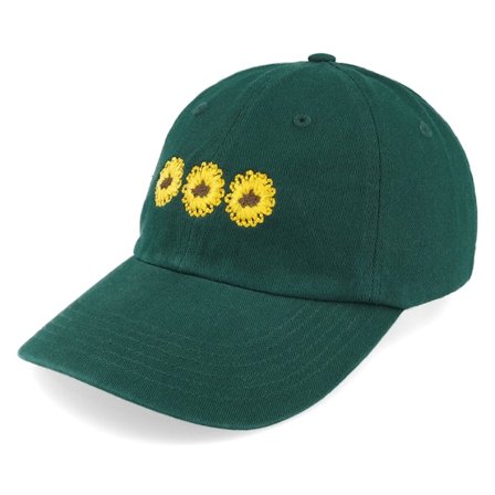 Iconic - Verde unconstructed Gorra - Sunflowers Embroidery Dark Green Dad Cap @ Hatstore