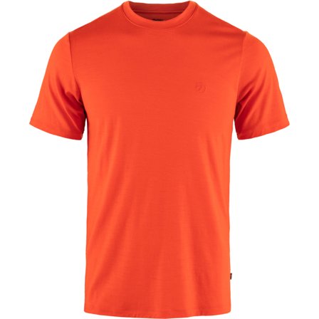 Fjällräven Men's Abisko Wool Short Sleeve Top in Flame Orange | Size: XS, Wool/Polyester/Knit