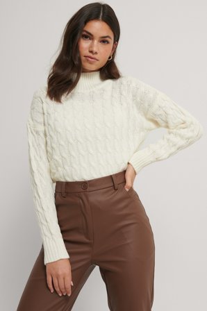 Trendyol Stickad Tröja - Oversize Tröjor - OffVit - Large
