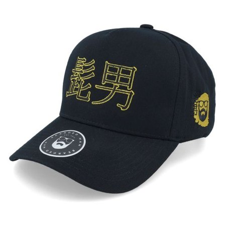 Bearded Man - Svart adjustable Keps - Kanji Logo Curved A-Frame Black Adjustable @ Hatstore