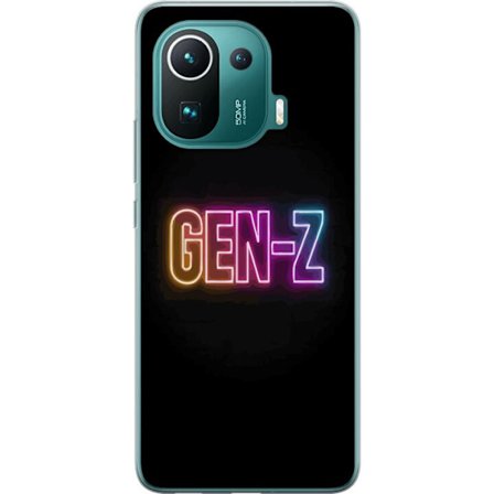 Yhteensopiva Puhelinkuori Xiaomi Xiaomi Mi 11 Pro Neontext Gen Z värikkäässä valossa tummaa taustaa vasten modernissa digitaalisessa tyyliissä