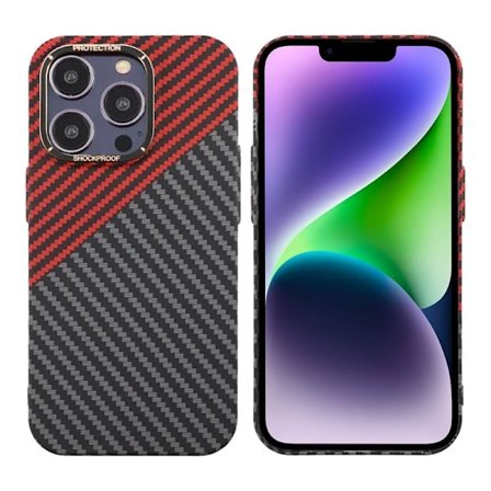 Kolfiber Skal iPhone 14 Pro - Röd & Svart