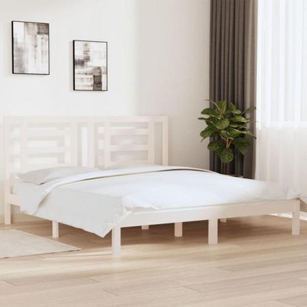 Vidaxl Sängram Vit Massivt Trä 180x200 Cm Vit