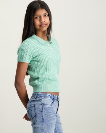 Polo Ralph Lauren Mini-Cable Cotton Polo Sweater Grün Pullover Mädchen - Kids Brand Store