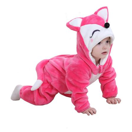 Baby Dinosaur Kostym Barn Söt Hoodie Jumpsuit Halloween Rose Fox 18-24 Months