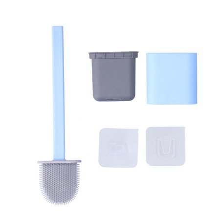 Vægmonteret toiletbørstesæt lyseblå badeværelsesrengøringsbørste til hjem og hotel